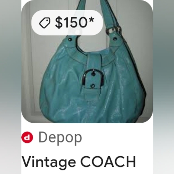 COACH 🐎 BOHO Blue Green Shimmer Patent Leather! - Picture 8 of 10